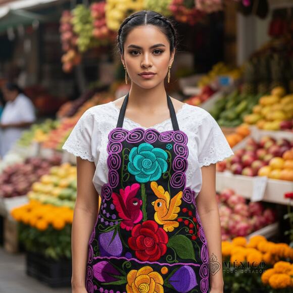 Mexican womas embroidered apron mothers day gift - Picture 6 of 6